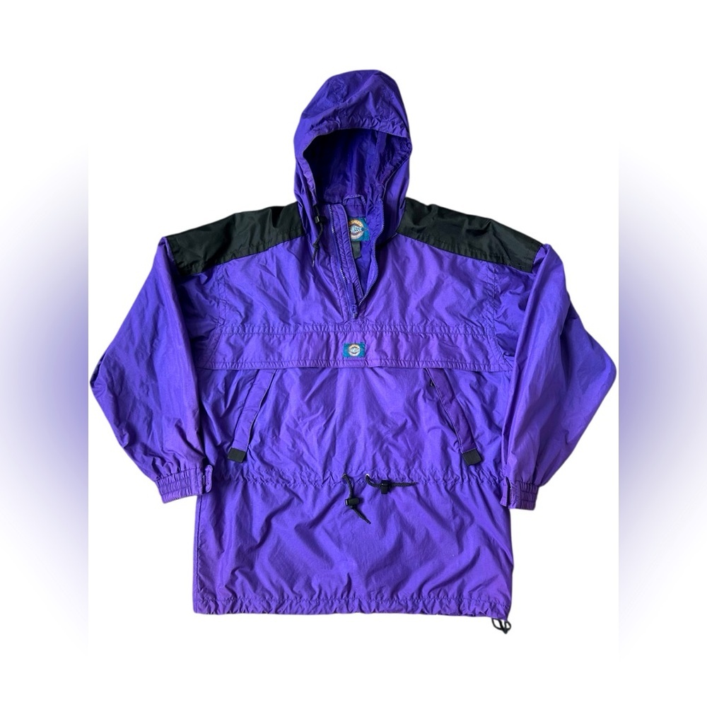 Vintage CB Sports Pullover 100% nylon jacket unisex purple and black XL